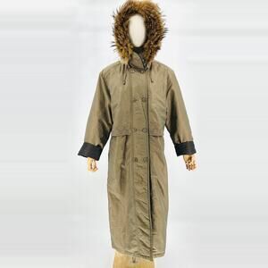 Utex Design Down Olive Winter Detachable Fur Hood Maxi Parka Coat